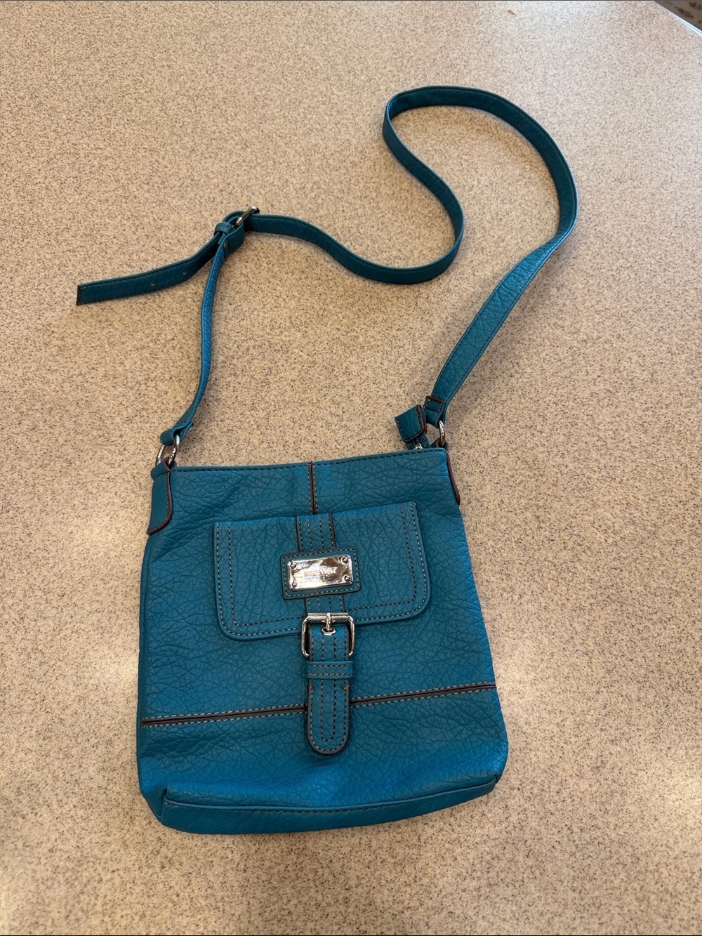 Nine West Teal Crossbody Shoulder Bag with Front Buckle
